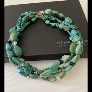New Silpada 925 Silver Chunky Turquoise Necklace